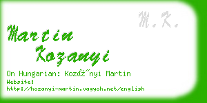 martin kozanyi business card